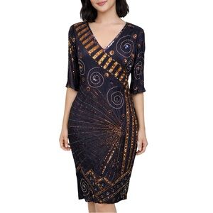 Vintage 80’s Argenti Black Silk Sequined Cocktail Dress - Size 6